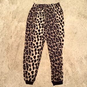 Zara Leopard Print Joggers - Black and Cream